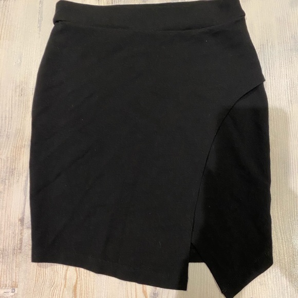 Forever 21 wrap effect Jersey mini skirt black S